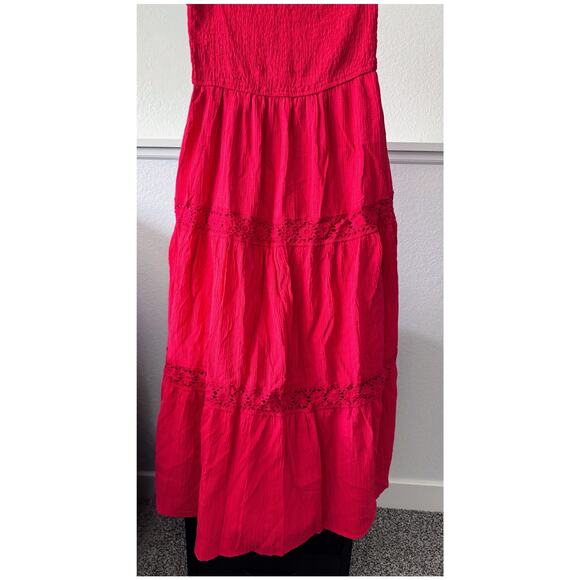 Red Maxi Dress Size 6 | Boho Summer | Smocked Top - Picture 1 of 6